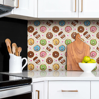 Revestimento decorativo PVC Donuts e café de desenho animado