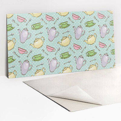 Revestimento decorativo PVC Uma chaleira e xícaras coloridas