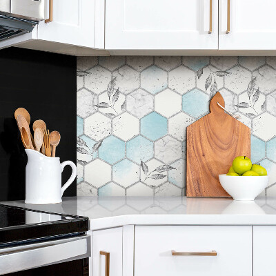 Revestimento de parede Hexágonos e folhas