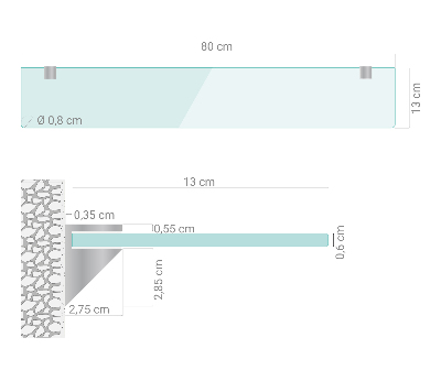 Prateleira de vidro transparente