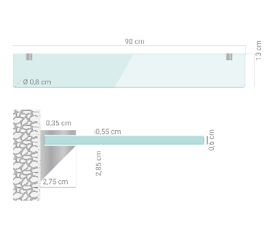Prateleira de vidro transparente