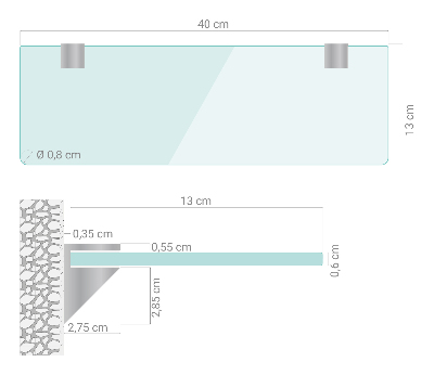 Prateleira de vidro transparente