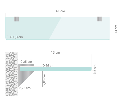 Prateleira de vidro transparente