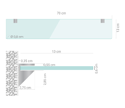 Prateleira de vidro transparente