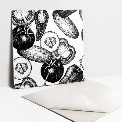 Piso vinilico Vegetais pretos e brancos