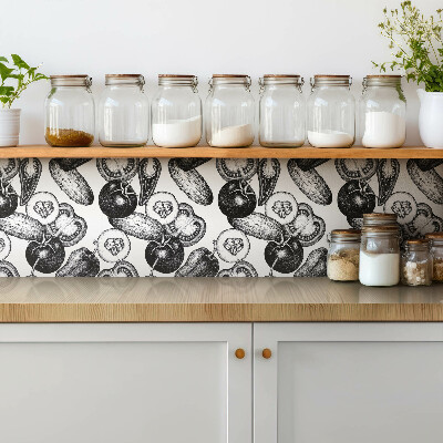 Piso vinilico Vegetais pretos e brancos