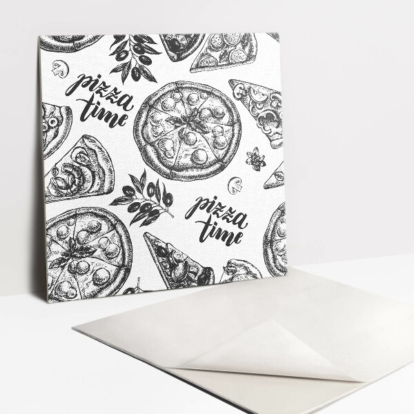 Pavimento vinílico Motivos de pizza em preto e branco
