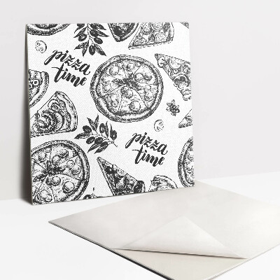 Pavimento vinílico Motivos de pizza em preto e branco