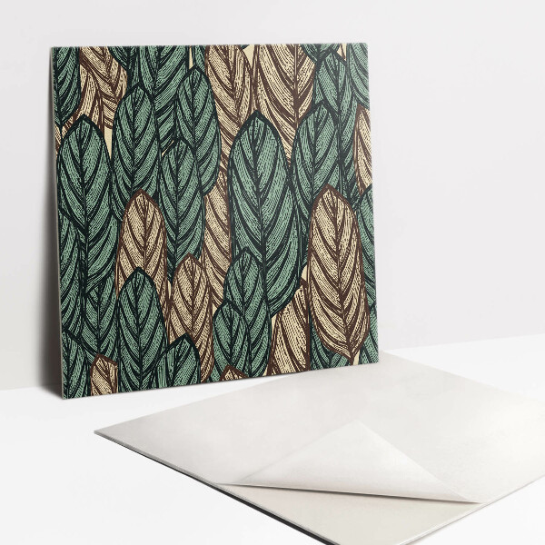 Piso vinilico Folhas boho desenhadas