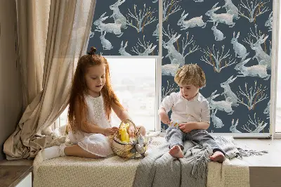Estores de rolo interiores para janela Coelhos e gravetos