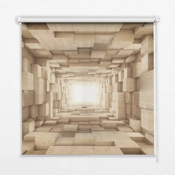Estores de rolo interiores para janela buraco de madeira 3D