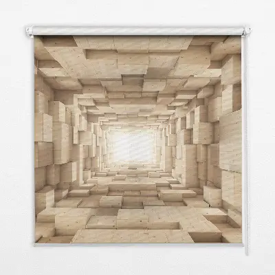 Estores de rolo interiores para janela buraco de madeira 3D