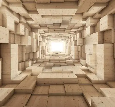 Estores de rolo interiores para janela buraco de madeira 3D