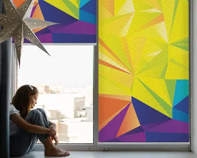 Estores de rolo interiores para janela Padrão de origami colorido