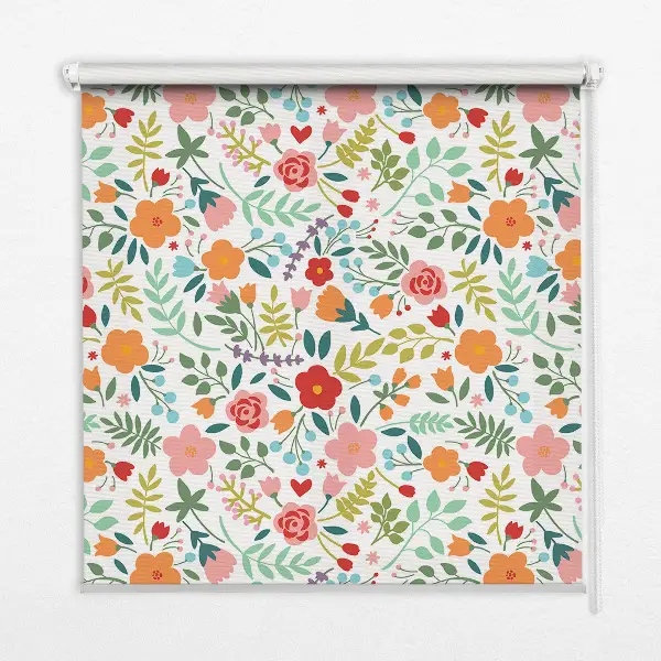 Estores de rolo interiores para janela flores pintadas