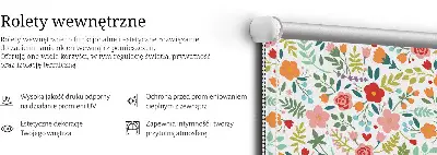 Estores de rolo interiores para janela flores pintadas