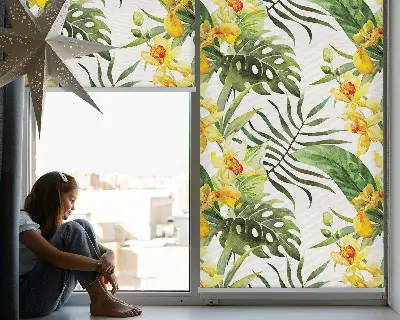 Estores de rolo para janela Flor amarela