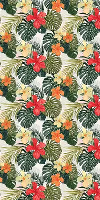 Estores de rolo para porta de varanda Flores e folhas tropicais