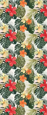 Estores de rolo para porta de varanda Flores e folhas tropicais