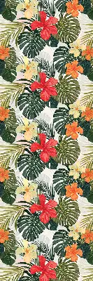 Estores de rolo para porta de varanda Flores e folhas tropicais