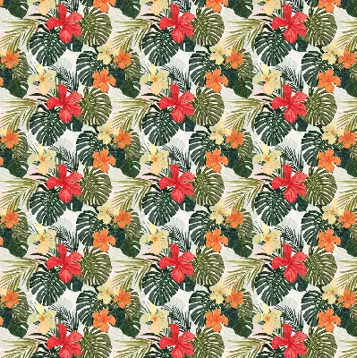 Estores de rolo para porta de varanda Flores e folhas tropicais