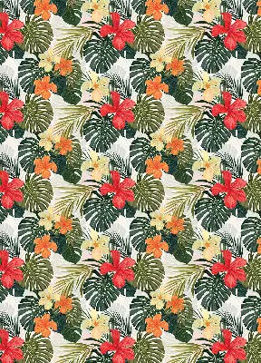 Estores de rolo para porta de varanda Flores e folhas tropicais