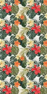 Estores de rolo para porta de varanda Flores e folhas tropicais