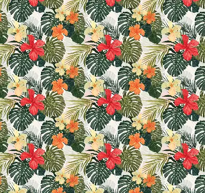 Estores de rolo para porta de varanda Flores e folhas tropicais