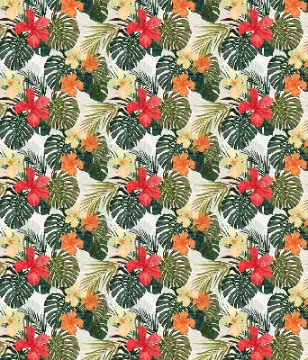 Estores de rolo para porta de varanda Flores e folhas tropicais