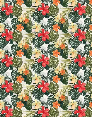Estores de rolo para porta de varanda Flores e folhas tropicais