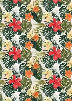 Estores de rolo para porta de varanda Flores e folhas tropicais