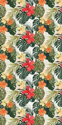 Estores de rolo para porta de varanda Flores e folhas tropicais