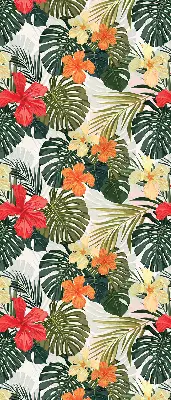 Estores de rolo para porta de varanda Flores e folhas tropicais