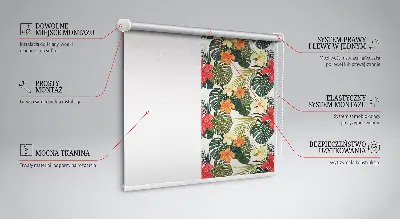 Estores de rolo para porta de varanda Flores e folhas tropicais