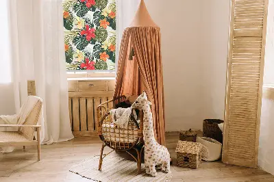 Estores de rolo para porta de varanda Flores e folhas tropicais