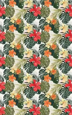 Estores de rolo para porta de varanda Flores e folhas tropicais