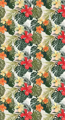 Estores de rolo para porta de varanda Flores e folhas tropicais