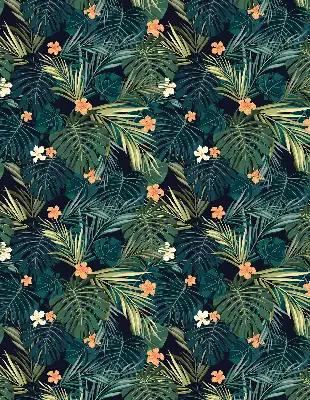 Estores de rolo interiores para janela Folhas e flores tropicais