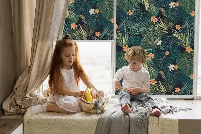 Estores de rolo interiores para janela Folhas e flores tropicais