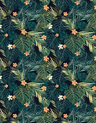 Estores de rolo interiores para janela Folhas e flores tropicais