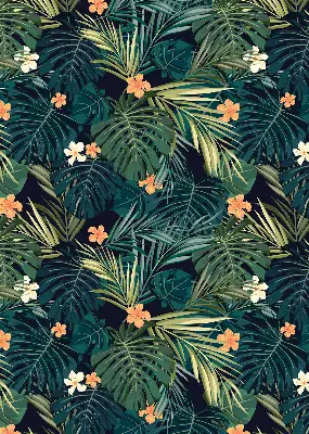 Estores de rolo interiores para janela Folhas e flores tropicais