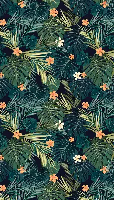 Estores de rolo interiores para janela Folhas e flores tropicais