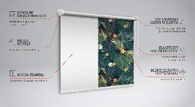 Estores de rolo interiores para janela Folhas e flores tropicais