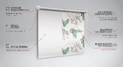 Estores de rolo interiores para janela Girafas, elefantes e folhas