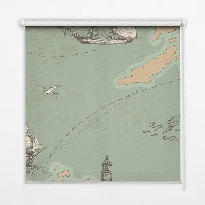 Estores de rolo interiores Mapa do oceano