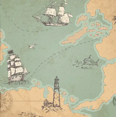 Estores de rolo interiores Mapa do oceano