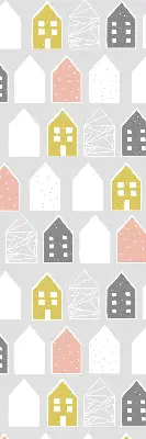Estores de rolo em tecido Casas desenhadas