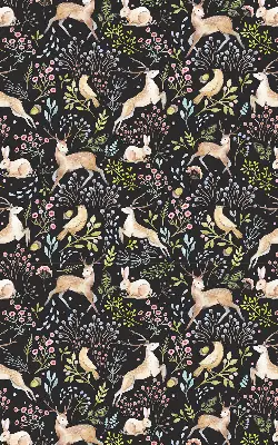 Estores de rolo para porta de varanda Corças, pássaros e coelhos