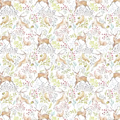 Estores de rolo interiores para janela Corças, pássaros e coelhos