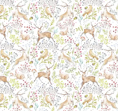 Estores de rolo interiores para janela Corças, pássaros e coelhos